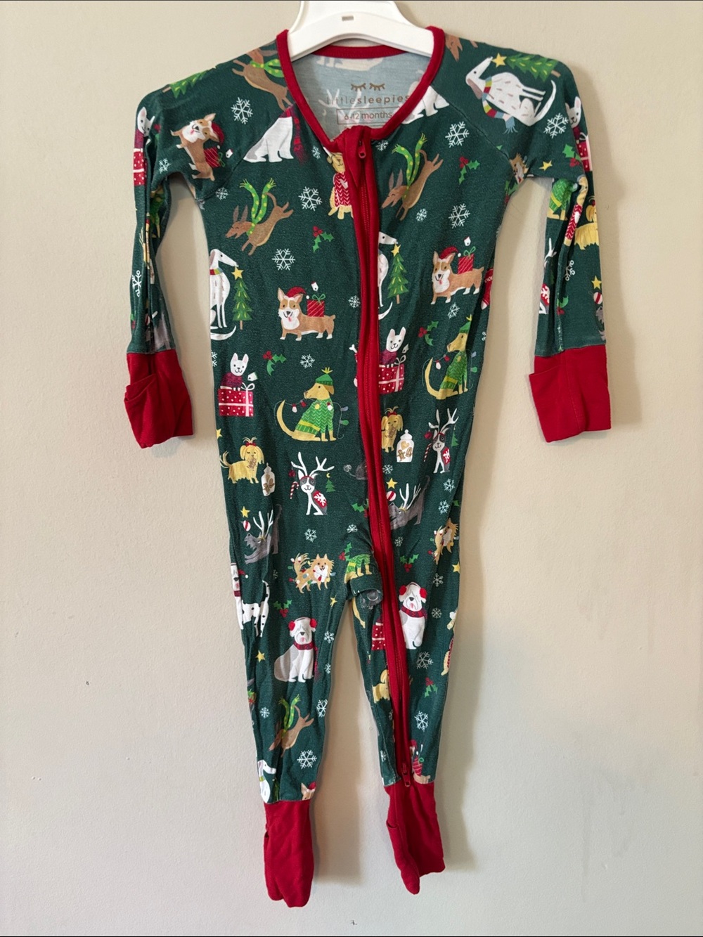 Little Sleepies Holiday Hounds Bamboo Zippie Pajamas 6-12 Months